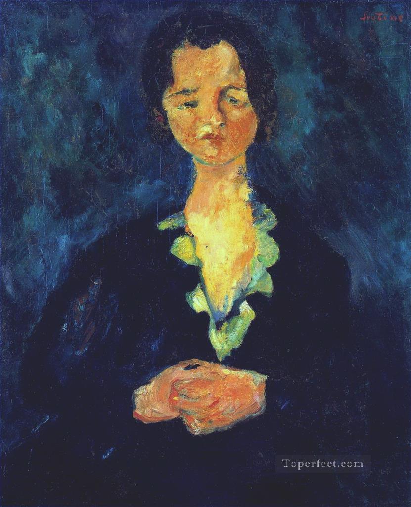 青い服を着た女 チャイム・スーティン表現主義油絵